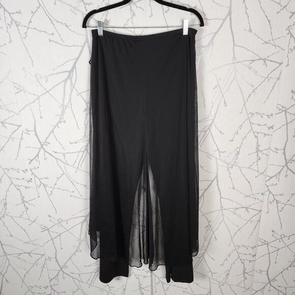 Jessica Vintage Black Chiffon Overlay Criss Cross Wide Leg Pants - Picture 4 of 9